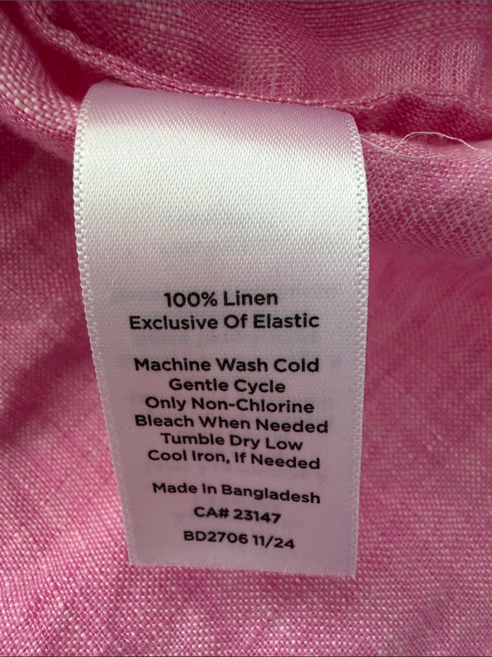 Talbots Pink Linen popover shirt lantern sleeve Peasant Coastal Boho Lagenlook L - Picture 7 of 7